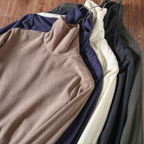 Into Ah odm company single super soft velvet polished small round high collar retro base shirt men and women long sleeve T-shirt