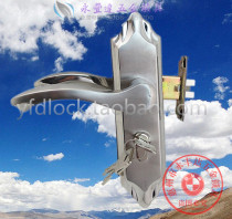 Stainless steel room door handle lock indoor solid wood door handle lock single tongue door lock 140mm hole distance anti-insertion and mute