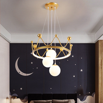 Crown chandelier childrens room lights Nordic light luxury warm bedroom lights simple modern ins girls baby room lights