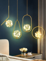 Bedroom bedside single head small chandelier Net red ins light luxury lamps creative room bar all copper star Nordic