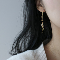 S925 sterling silver wave star tassel earrings Smart swaying delicate girly temperament gentle fairy quality long section