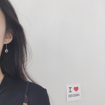 Black Agate girls heart S925 full body sterling silver love shape silver bean silver beads fashion personality temperament earrings earrings