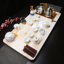 Marble jade Kung Fu tea set tea tray set Automatic one-piece household modern simple European large tea tray