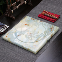 Marble jade square tea tray Square Kung Fu tea set Simple modern creative small tea tray single with drainage