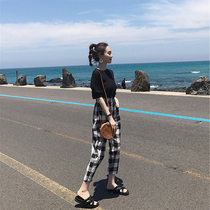 Summer small air early in spring wearing sister wearing air wearing wearing wearing air wear wearing wear temperament broad legs two sets fashion