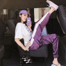 2023 Summer wearing fashion and age - reduced European cargo network red casual purple two pieces of light air - cooked gas lady