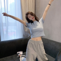 Summer wearing fashion early spring age reduction small person tall two sets of broad legs pants light air temperament