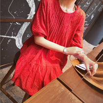 Very fairy French crowddress 2020 Korean version supersenssen style retro skirt Yamamoto harness small red dress