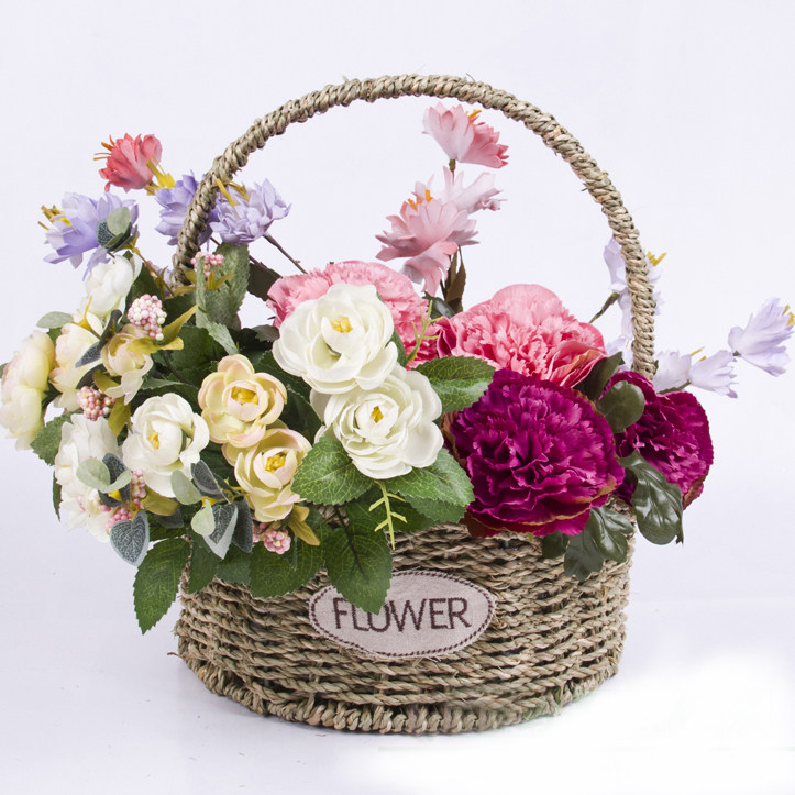编织手提篮 鲜花包装 花束插花花篮藤编花艺插花摆设花店用品