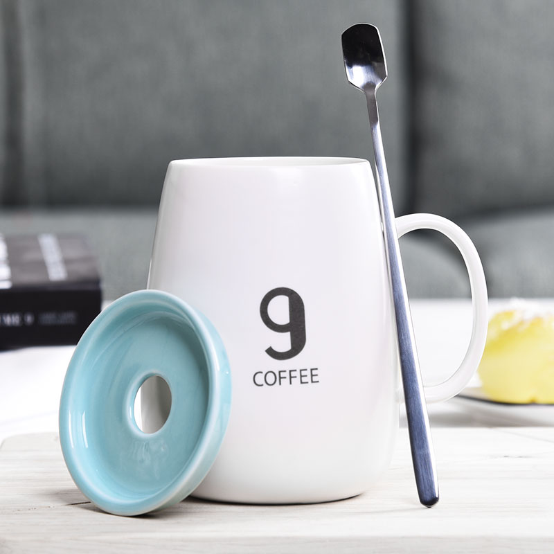 HaoFeng creative mugs ceramic cups of coffee cup milk cup breakfast cup express cartoon cup with a spoon