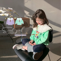 Foam home Custom childrens clothing 2022 new girls cartoon spring dress baby foreign air sweater children dolls collar blouses