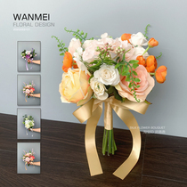 Small hand holding bride wedding photography simulation fake flower ball props home living room decoration decoration travel photography certificate silk flower