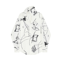 VEGA CHANG printed shirt womens long sleeve 2021 new autumn Korean version of abstract figures loose top tide