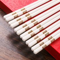 Non-slip mildew-proof high temperature resistant spoon chopsticks Environmental protection bone China chopsticks household set 5 pairs of antibacterial porcelain chopsticks Ceramic chopsticks