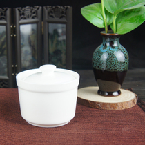 New ceramic pure white 4-inch soup cup with lid liner water-proof dessert stewed birds nest tonic steamed egg soup can be customized