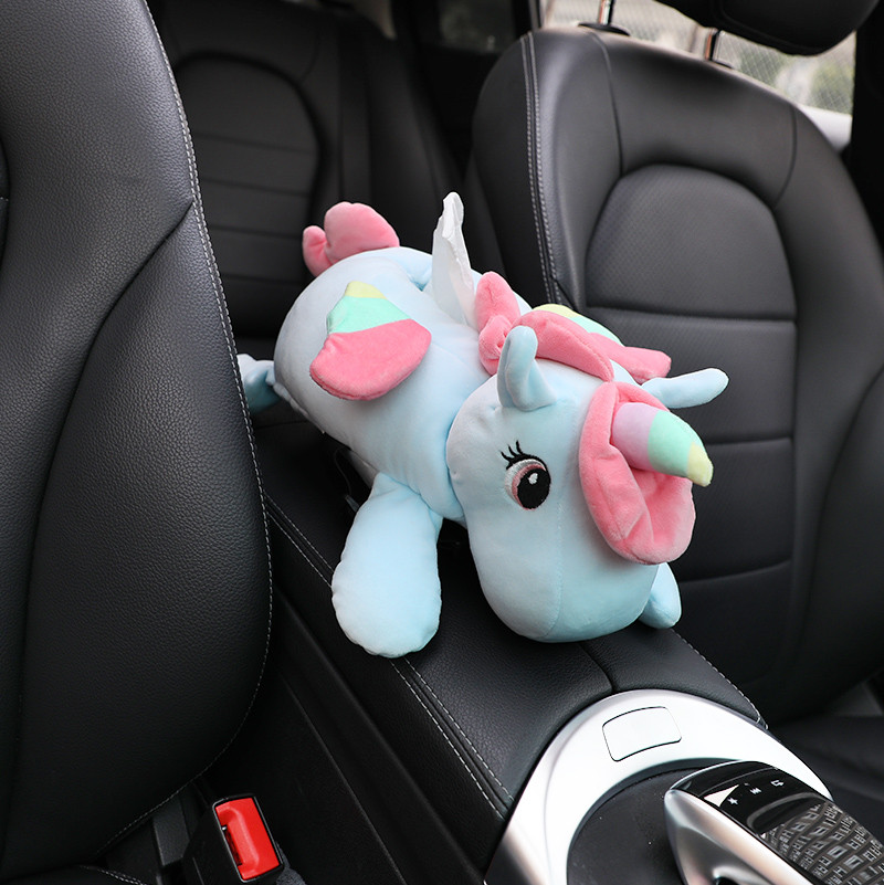 car tissue box creative net red unicorn cartoon cute car hanging car tissue cover car drawer box