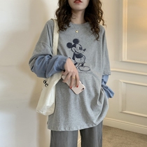 Pregnant women T-shirt spring Cotton Fashion top 2021 New Base shirt fake two pieces long sleeve spring and autumn pregnant women