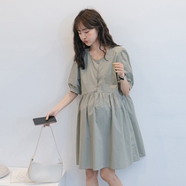 Pregnant womens summer dress Net Red Air loose summer skirt small clear trendy hot mother can breastfeeding baby dress