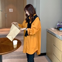 Western style to send the shoulder pregnant women Spring and Autumn long sleeve shirt top long loose nursing shirt tide mother fashion