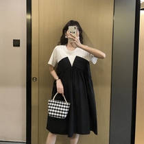 Dinner design skirt ~ maternity dress summer temperament out long Hepburn style slim mosaic dress tide