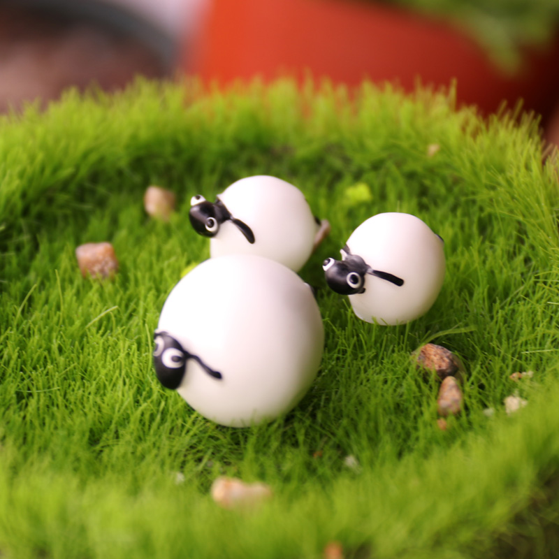 可爱卡通小羊肖恩多肉组合盆栽苔藓瓶微景观diy材料 树脂动物摆件_7折