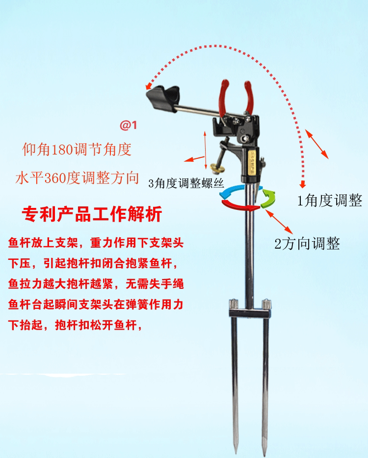 鱼竿支架炮台自动抱杆钓鱼炮台支架海竿手竿万向鱼竿支架筏钓支架_7折