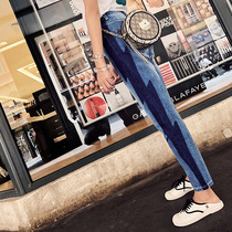 Jeans spring new thin thin high waist loose casual Korean version of small feet straight pencil nine-point girl pants