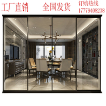 2020 new Nordic upper and lower rail hanging rail sliding door Balcony open kitchen cloakroom glass sliding door partition