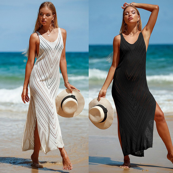 Sexy vest skirt solid color knitted long skirt beach sweater vacation Bikini outer swimsuit cover
Sexy vest skirt solid color knitted long skirt beach sweater vacation Bikini outer swimsuit cover