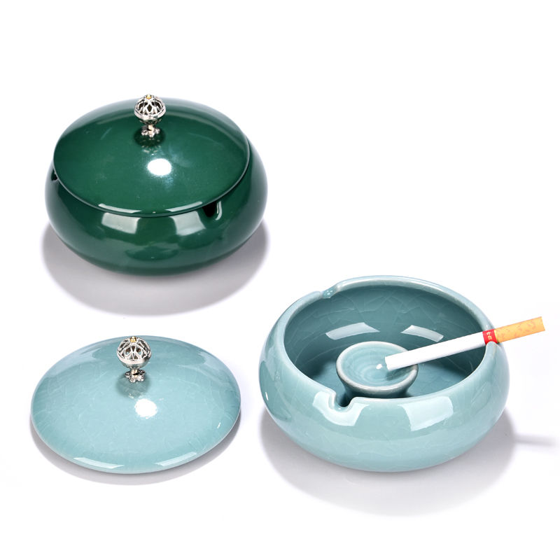 Japanese ashtray creative move trend, multi - function large living room with cover glass ceramics, lovely ashtrays