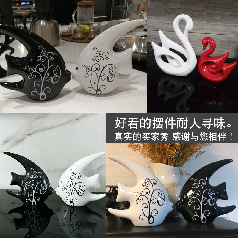 Fashion lovers swan, contracted Fashion home decoration ceramic crafts wine silver black swan, furnishing articles