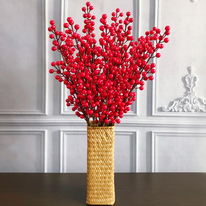 Simulation short shoot berries, rich fruit crabapple glass ceramic flower implement decorative Christmas fruit jequirity gao zhi