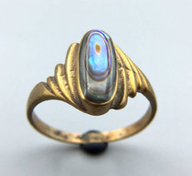 Old copper ring R0183PB9-Mother-of-pearl-Qing Dynasty complex decoration inlaid with mother-of-pearl Copper ring 17mm1 9g