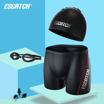 Mens swimming trunks Boxer loose professional anti-embarrassment swimming trunks Tide brand swimming cap goggles set hot spring bathing suit