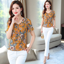 Short sleeve floral foreign style jacket fashion trend womens temperament chiffon shirt design sense niche summer 2020