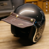 Foru Garage Handmade Three Buttons Universal Moto Retro Helmet Genuine Leather Shading Cap Eave BELL Apply