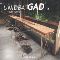 Industrial style cafe wine bar table milk tea shop bar table and chair combination solid wood wall window long table high table