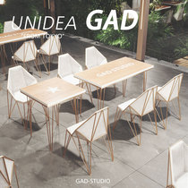 Net red dessert shop milk tea shop table and chair combination bar clean Bar Cafe commercial Western restaurant fast dining