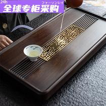 Japanese log whole piece ebony tea tray solid wood tea table tray small household Tea Sea drainage tea set light luxury