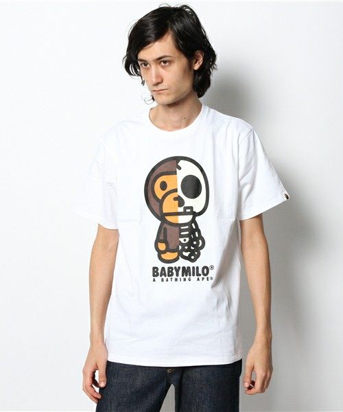 「现货」bape milo bone tee 夜光 解刨骷髅 t恤