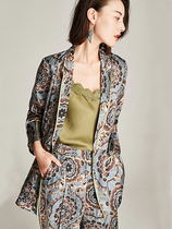 BEEWOOD Bi Wutong original high-end customized womens silk suit suit temperament printed suit two-piece suit