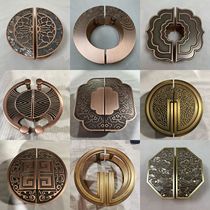 Chinese door handle antique copper custom semicircular glass door handle carving room hotel wooden door handle
