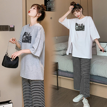 Pregnancy Woman Dress Summer Suit Nets Red NEW FASHION MODELS FOREIGN AIR WEIGHT REDUCTION SLIM FIT PURE COTTON T-SHIRT TWO SETS SUMMER SEASON