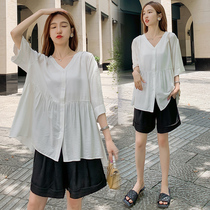 Pregnancy Woman Dress Summer Suit Fashion style 2021 New Yangqi shirt shorts for outgoing Chauma blouses Two sets for summer