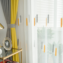 Tulle curtains Nordic wind ins White embroidered window screen floating curtains White yarn translucent shading living room balcony screen curtain