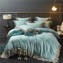 Spring and summer European 80 cotton lace four-piece set of long-staple cotton simple princess style nude sleeping Model Room 1 8m bedding