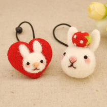 Wool Felt Poke Poke Fun Manual DIY Material Bag Cute Little Rabbit Baby Hair Ring Rope Brooch Mother Hand