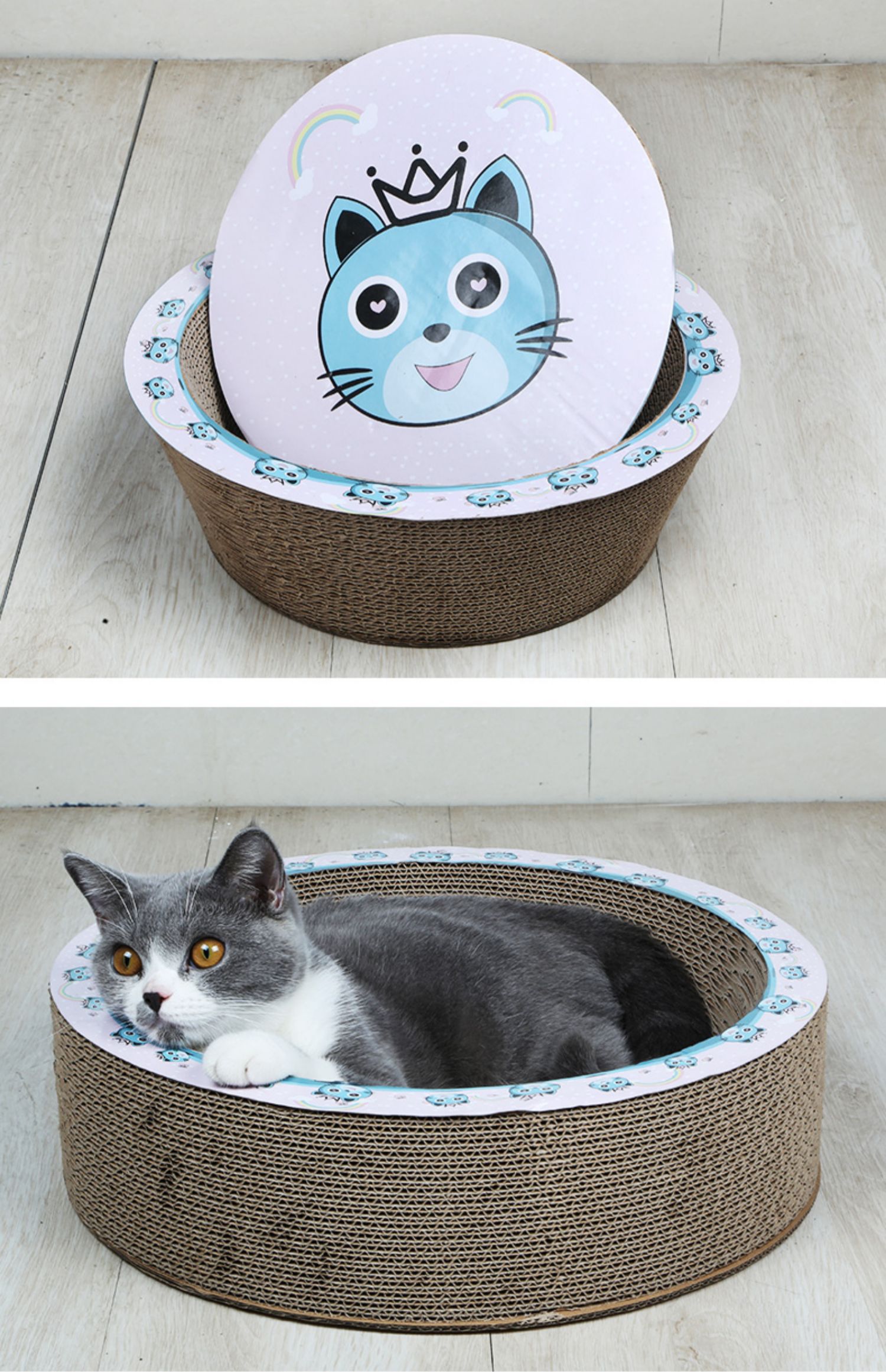 5 猫抓板猫窝猫爪板窝磨爪器不掉屑瓦楞纸猫抓盆立式猫玩具猫咪用品