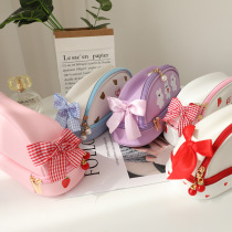 Net Red Girl Heart Primary School storage pen bag cute pencil case pencil case stationery bag Japanese PU double layer large capacity cosmetic bag