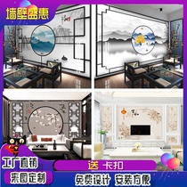 Customized Chinese-style self-contained border line 3D fiberboard painting 5d wall panel quick-loading board painting 8d bamboo wood integrated board painting